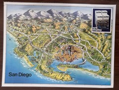 Vintage 1983 San Diego California Pictorial Map Unique Media Bird’s Eye 26×18