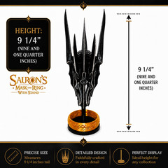 Sauron The Dark Lord Mask & Ring with Stand (3D printed 9 inches tall replica)