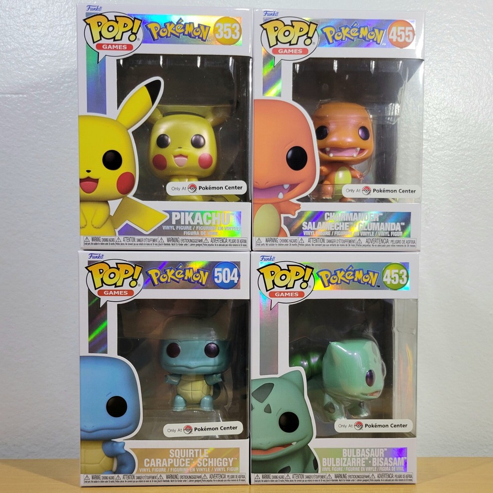 FUNKO POP PIKACHU CHARMANDER PEARLESCENT SQUIRTLE BULBA POKÉMON CENTER EXCLUSIVE