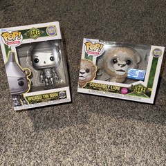 WICKED FOR GOOD Funko Pop Set 2 LE Pops COWARDLY LION FLOCKED & TIN MAN METALIC