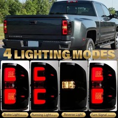 Smoked LED Tail Light Fit for 14-18 Chevy Silverado C-Strip Left&Right Side | Up