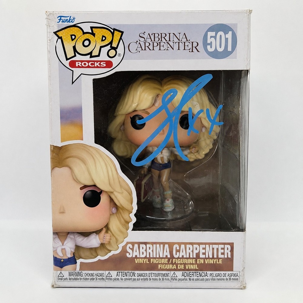 Sabrina Carpenter Signed Blue Ink Funko Pop Manchild Espresso Autographed w/ COA
