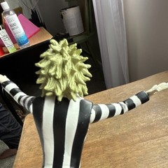 Beetlejuice Striped Suit Figure 6in Plastic Black/White with Green Hair