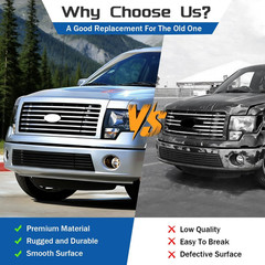 All Glossy Black Front Bumper Grill Compatible with 2009-2014 Ford F-150 F150 Ha