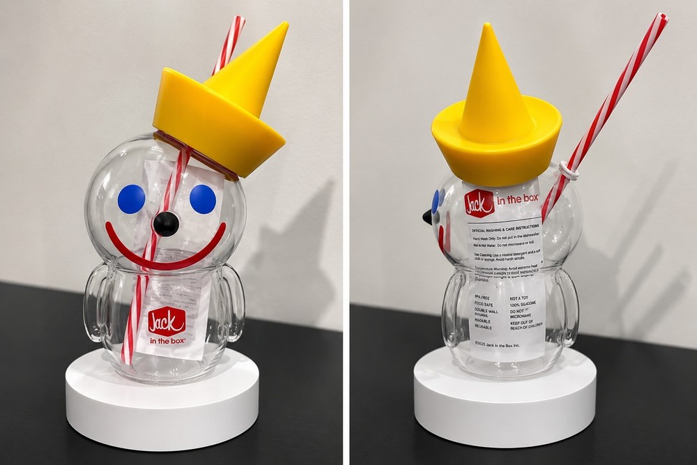 Jack In The Box Glass Sipper Limited Edition Cup w/Straw In Hand New