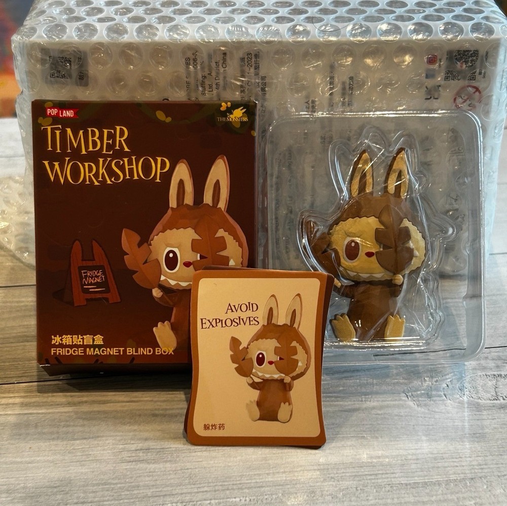 Pop Mart Pop Land labubu Timber Workshop AVOID EXPLOSIVES Fridge Magnet