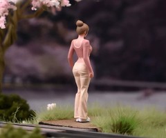 1:64 Painted Figure Model Miniature Resin Diorama Sand Pink Top Lady Beauty