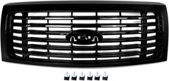 All Glossy Black Front Bumper Grill Compatible with 2009-2014 Ford F-150 F150 Ha