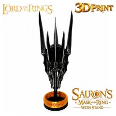 Sauron The Dark Lord Mask & Ring with Stand (3D printed 9 inches tall replica)