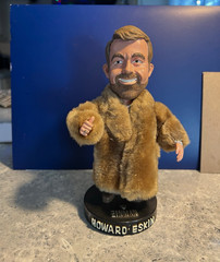 Zimman Howard Eskin Brown Black Faux Fur Coat Plastic Bobblehead Figure