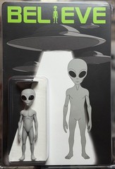 Custom Carded Grey Alien 3.75″ Figure UFO Edition Handmade Collectible – Believe