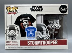 Funko POP! Star Wars #296 Silver Chrome Stormtrooper with XL T-Shirt NEW