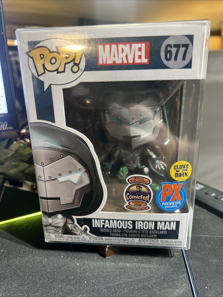 Funko #677 INFAMOUS IRON MAN HALLOWEEN COMICFEST (w/ SOFT POP PROTECTOR)