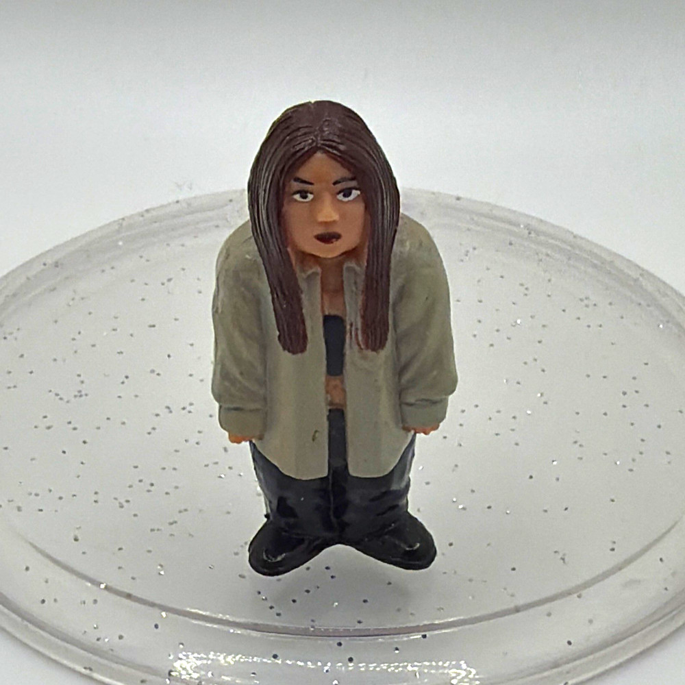 Female Mini Figurine Brown Hair Gray Jacket Black Pants & Shoes 1 Pack