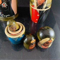 LADY GAGA HAND PAINTED HANDMADE WOODEN NESTING DOLL MATRYOSHKA 5 PIECE SET RARE