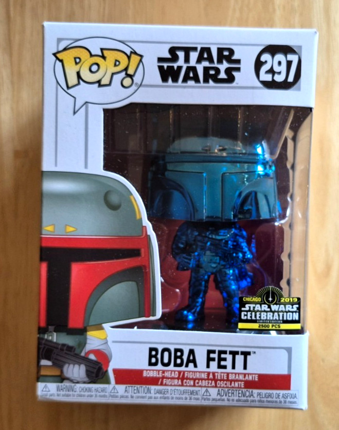 Funko Pop! Star Wars 2019 Celebration BOBA FETT #297 Blue Chrome 2500 FREE SHIP!