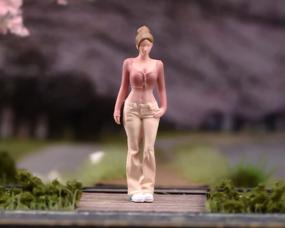 1:64 Painted Figure Model Miniature Resin Diorama Sand Pink Top Lady Beauty