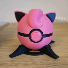 Jigglypuff Pokémon Poké Ball Opening/Closing With Stand 3d Printed
