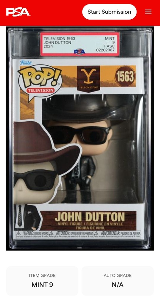 John Dutton – Kevin Costner Yellowstone Funko Pop! Television 1563 – Mint PSA 9