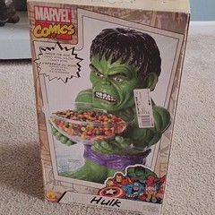Marvel Comics Hulk Figurine Candy Bowl Holder w/ Bowl Plastic Green Purple
