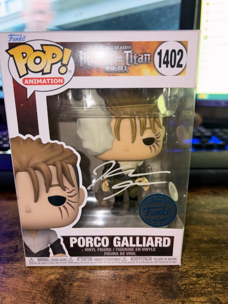 Funko Pop! Attack On Titan Porco Galliard SE #1402 Signed by Kellen Goff