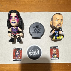 WWE Ballers Rhea Ripley & CM Punk Mini Figures 5-Pack Plastic w/ Stand & Cards