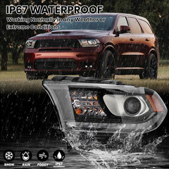 Front HID Headlights Compatible with Dodge Durango 2016-2020 Headlamp Assembly W