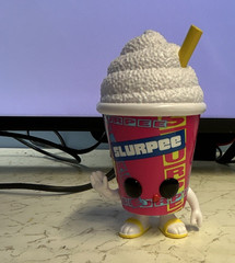7-Eleven Slurpee Cup Figure Plastic Pink White Yellow Blue w/ Yellow Straw
