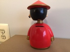 Vintage 1960’s Bobble Head Coin Bank Original Hang Tag “Bank Of China” Red Girl