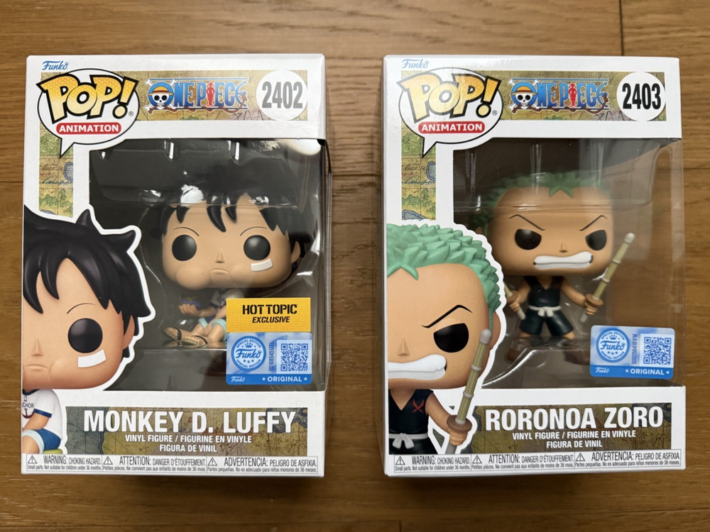 Funko Pop! One Piece #2402 & #2403 Kid Luffy & Kid Zoro HT & BL Exclusives