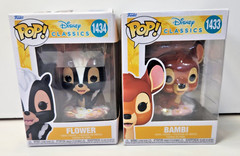2 FUNKO POP! DISNEY CLASSICS BAMBI AND FLOWER # 1433 1434 IN PACKAGE