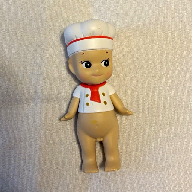 Sonny Angel Mini Chef Figurine White Hat Outfit Red Trim Plastic 2021