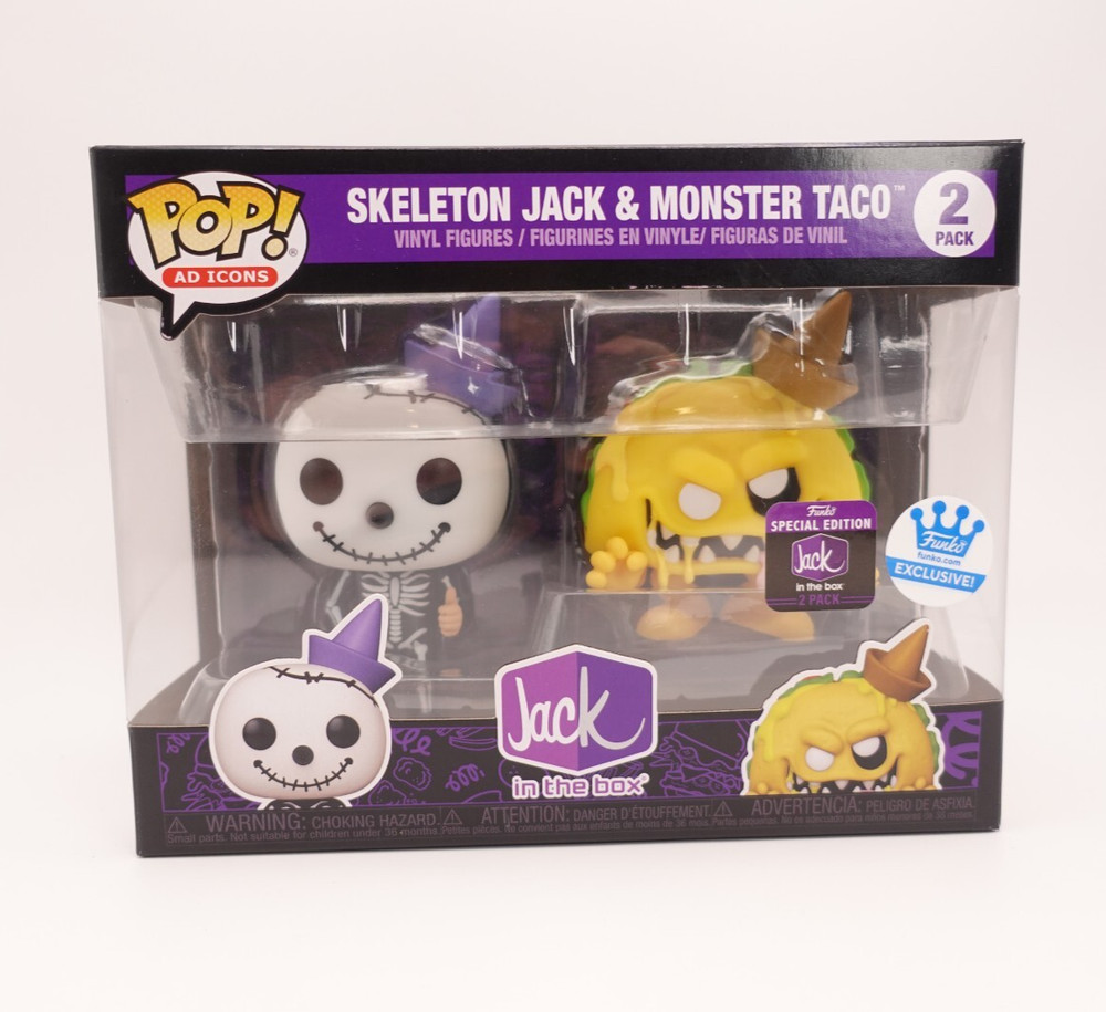 FUNKO POP AD ICONS 2 PACK SKELETON JACK & MONSTER TACO JACK IN THE BOX