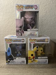 Funko POP! Pokemon Center Exclusive Pearlescent Lot Of 3 Mewtwo Pikachu Lucario