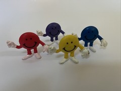 Smiley Face Let’s Dance Figures Vintage Toy Vending Machine 2″ Emoji Lot Of 4