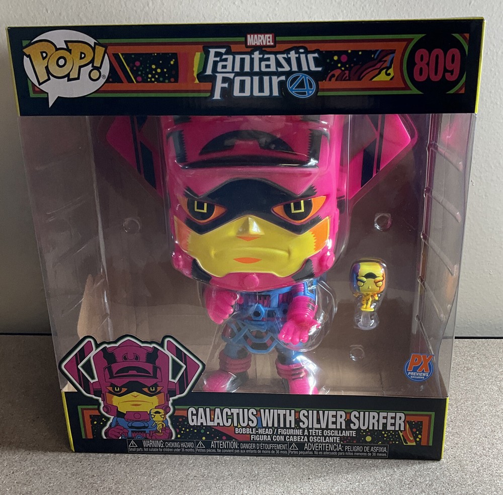 Marvel Galactus with Silver Surfer Black Light Version Jumbo 10-Inch Pop! Vinyl