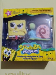 Nickelodeon Pondering Spongebob & Gary Flocked Figures Factory Sealed