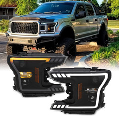 – for 2018-2020 Ford F150 F-150 Truck LED DRL Tube Smoked Projector Headlights w