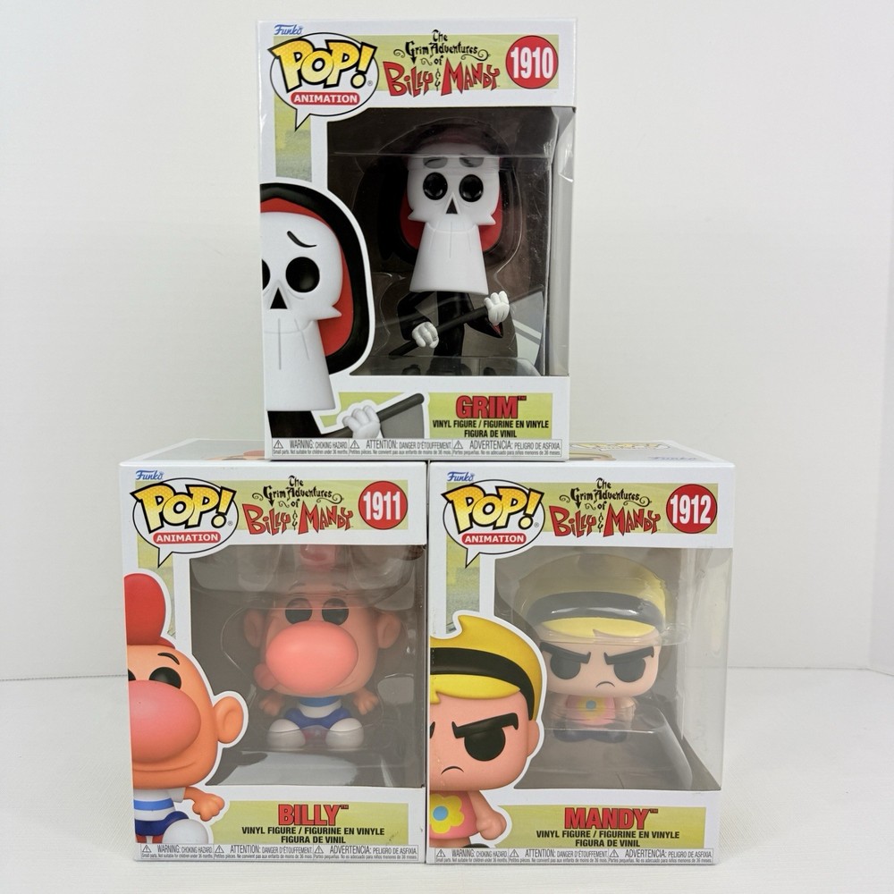 Funko Pop! Vinyl: Cartoon Network -SET OF 3 Grim #1910 Billy #1911 & Mandy #1912
