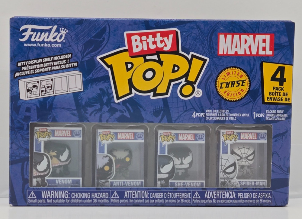 Funko Bitty Pop Marvel Spider-Man Chase Edition 4-Pack (Black & White) NIB Venom