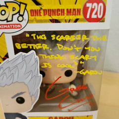 ⭐ONE PUNCH MAN FUNKO POP: Greg Chun signed/quoted GAROU #720 PSA-COA Witnessed