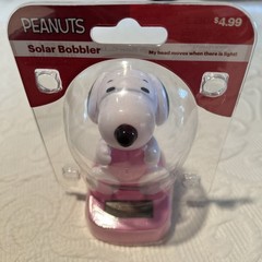 Valentines Snoopy Peanuts Solar Bobbler/Bobble Head/Pink Heart and Base-NEW