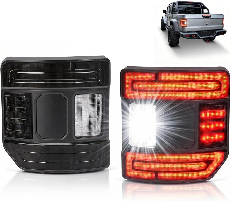 Jeep Gladiator JT Tail Lights 2020-2026 DOT Compliant Smoked Lens | Brake/ Rever