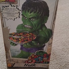 Marvel Comics Hulk Figurine Candy Bowl Holder w/ Bowl Plastic Green Purple