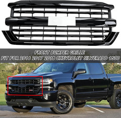 Front Upper Grille for 2016-2019 Chevy Silverado 1500 Z71, Glossy Black | Front