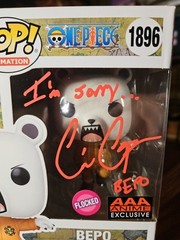 Cris George Signed One Piece Flocked AAA Anime Exclusive Bepo Funko With COA