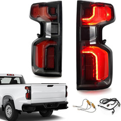 Pair LED Tail Lights Assembly for 2019-2026 Chevy Silverado 1500 Halogen | Smoke