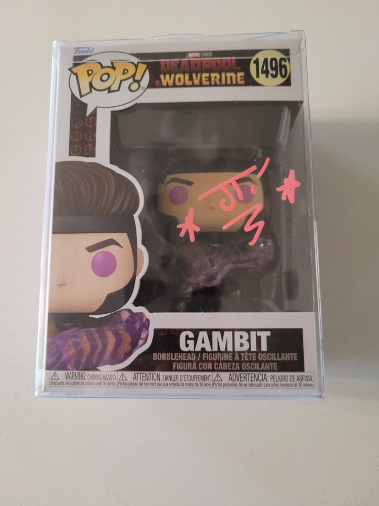 Autographed “Gambit” Funko Pop #1496 Deadpool Wolvrine Bobblehead Free Ship
