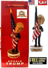 45th President Donald Trump Bobblehead Hugging American Flag Collectible