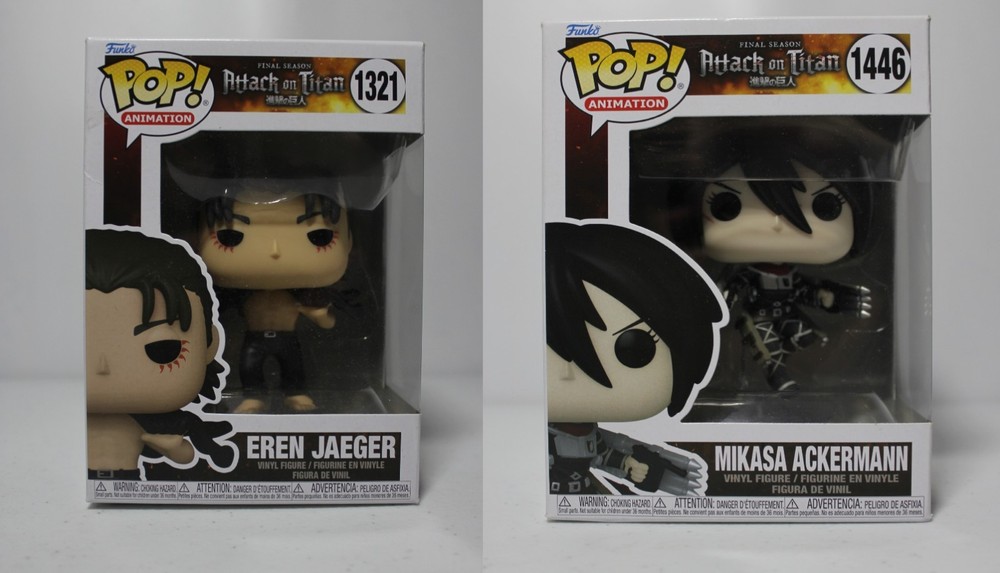 Funko Pop! Attack On Titan Eren Jaeger #1321 & Mikasa Ackermann #1446 Set
